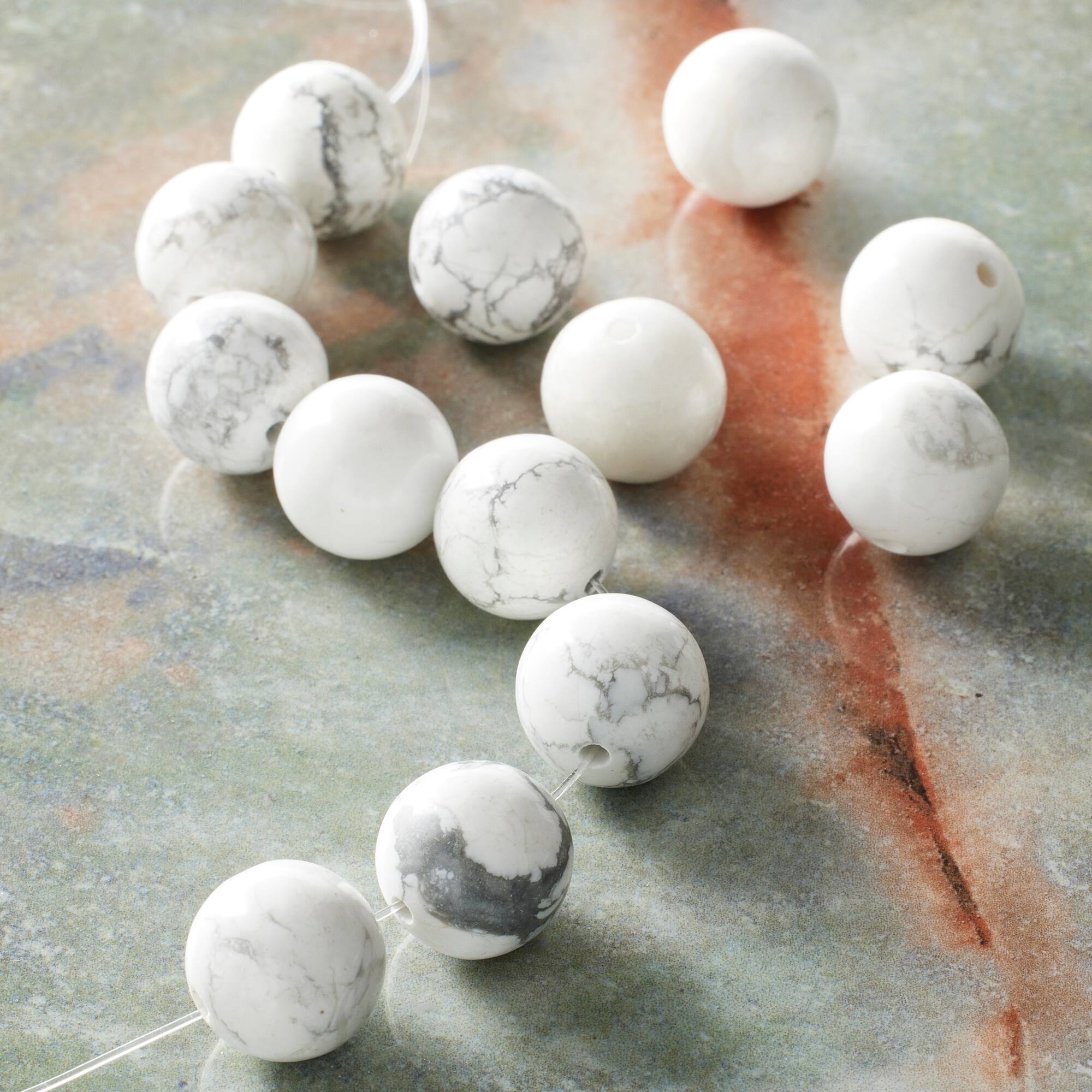 White Howlite Round Beads, 12mm by Bead Landing™